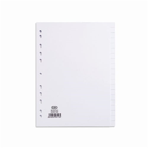 Elba 20-Part Divider 160gsm Multipunched A4 White