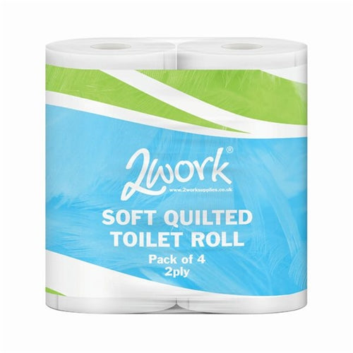 2Work Luxury 2-Ply Quilted Toilet Roll 200 Sheets (Pack of 40)