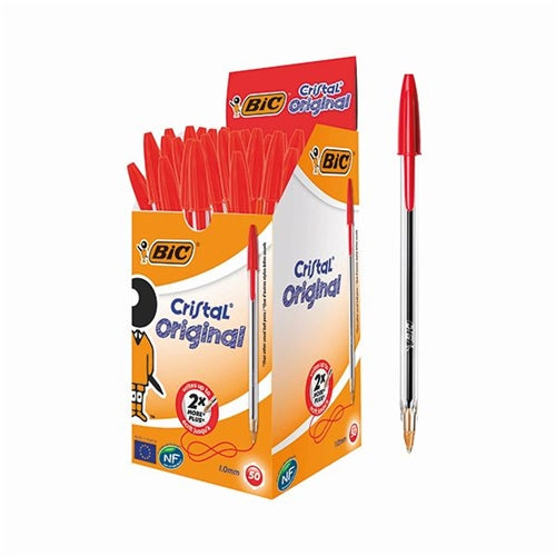 Bic Cristal Ballpoint Pen Medium Red (Pack of 50)