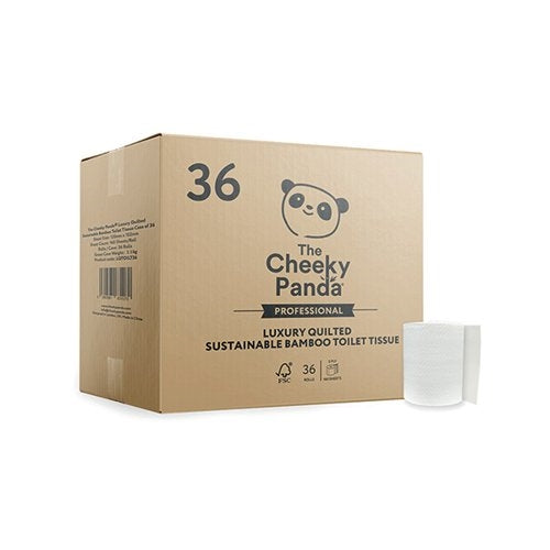 Cheeky Panda Professional 3-Ply Bamboo Toilet Tissue Rolls Quilted 160 Sheet (Pack of 36)