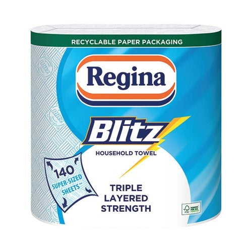 Regina Blitz Household Towels 3-Ply Twin-Pack 70 Sheets Per Roll