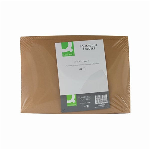 Q-Connect Kraft Square Cut Folder 170gsm Foolscap Buff (Pack of 100)