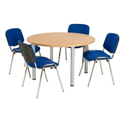 Jemini Circular Meeting Table 1200x1200x730mm Beech/Silver