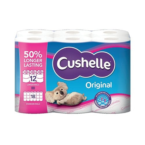 Cushelle Original 2-Ply Toilet Rolls Longer Rolls (Pack of 12)