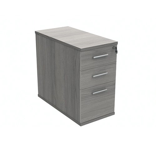 Polaris 3 Drawer Desk High Pedestal 404x800x730mm Alaskan Grey Oak