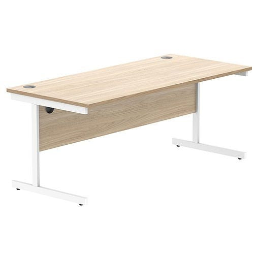 Astin Rectangular Single Upright Cantilever Desk 1800x800x730mm OakWhite