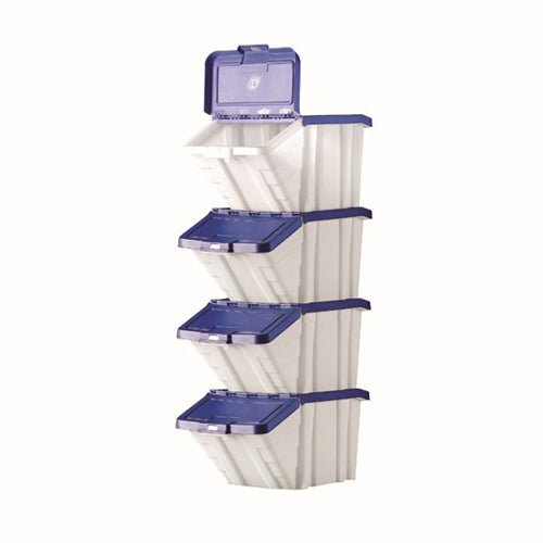 Barton Multifunctional Storage Bins Blue Lids (Pack of 4)