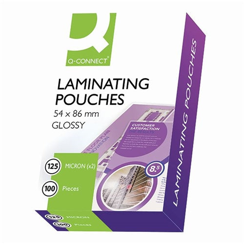 Q-Connect 54x86mm Laminating Pouches 250 Micron (Pack of 100)