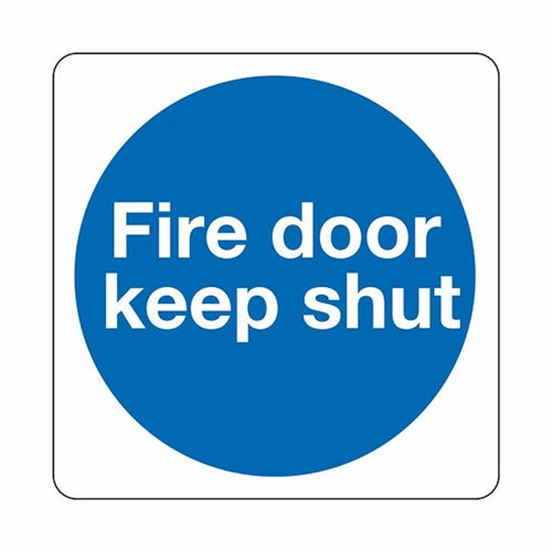 Safety Sign Fire Door Keep Shut 100x100mm Self-Adhesive (Pack of 5)