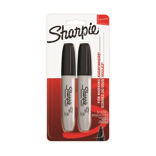 Sharpie Permanent Marker Chisel Tip Black Pack of 2