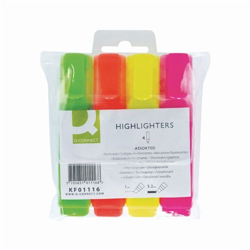 Q-Connect Assorted Highlighter Pens (Pack of 4)