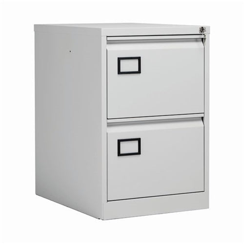 Jemini 2 Drawer Filing Cabinet Lockable 470x622x711mm Light Grey