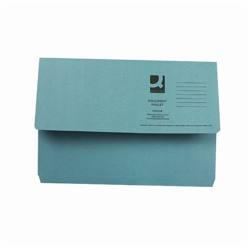 Q-Connect Document Wallet Foolscap Blue (Pack of 50)