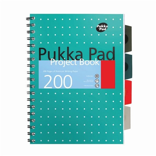 Pukka Pad Metallic Cover Wirebound Project Book A4+ (Pack of 3)