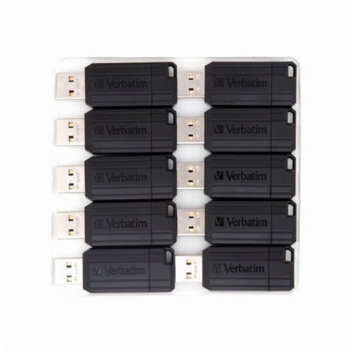 Verbatim Pinstripe USB Drive 16GB PushPull Black (Pack of 10)