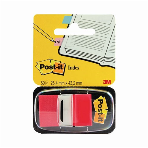 3M Post-it Index Tab 25mm Red with Dispenser