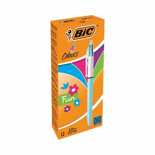 Bic 4 Colours Fun Retractable Ballpoint Pen (Pack of 12)