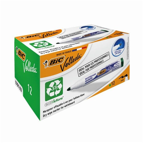 Bic Velleda 1701 Drywipe Marker Green (Pack of 12)