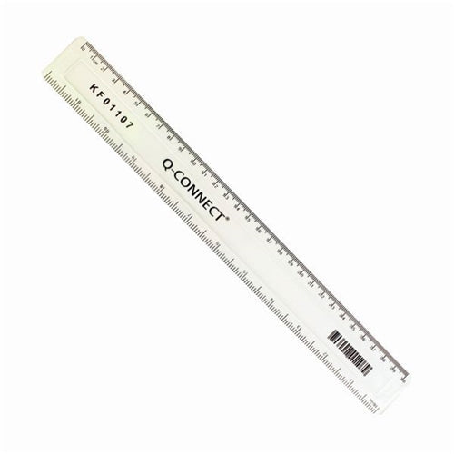 Q-Connect Acrylic Shatter Resistant Ruler 30cm Clear (Pack of 10)