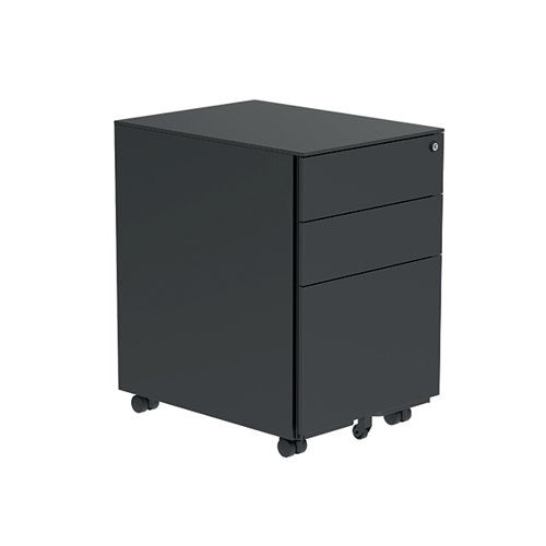 Astin 3 Drawer Mobile Under Desk Steel Pedestal 480x580x610mm Black