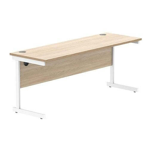 Astin Rectangular Single Upright Cantilever Desk 1800x600x730mm OakWhite