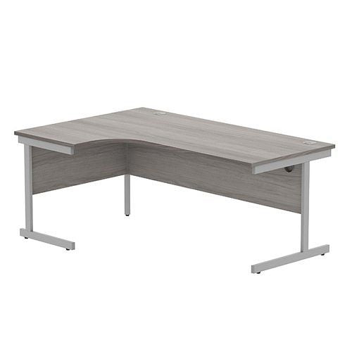 Astin Radial Left Hand Single Upright Desk 1800x1200x730mm Grey OakSilver