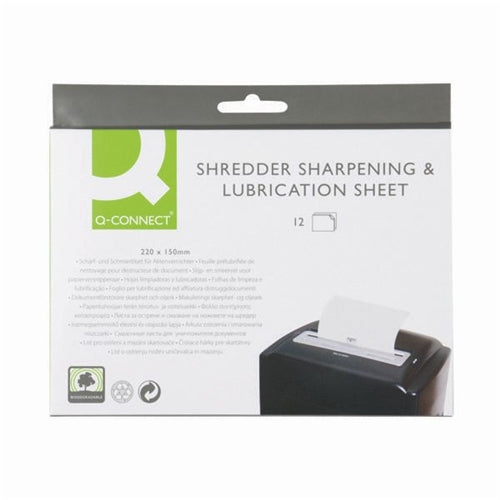 Q-Connect Shredder Sharpening and Lubrication Sheet 220x150mm (Pack of 12)