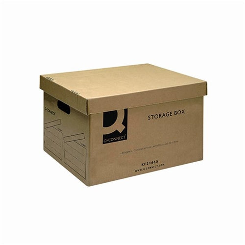 Q-Connect Storage Box 335x400x250mm Brown (Pack of 10)