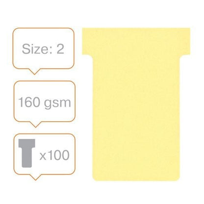 Nobo T-Card Size 2 48 x 85mm Yellow (Pack of 100)