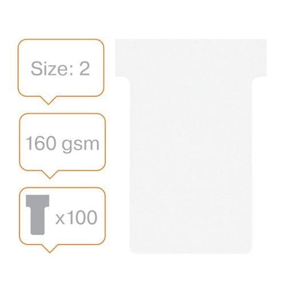 Nobo T-Card Size 2 48 x 85mm White (Pack of 100)