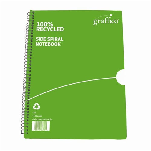 Graffico Recycled Wirebound Notebook 100 Pages A5 (Pack of 10)