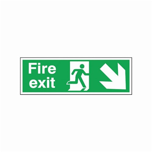 Safety Sign Fire Exit Running Man Arrow DownRight 150x450mm Self-Adhesive