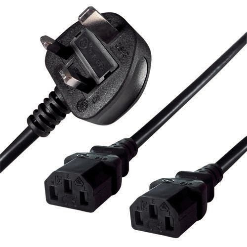 Connekt Gear 2.5m Mains Splitter Cable Plug to 2 C13 Sockets