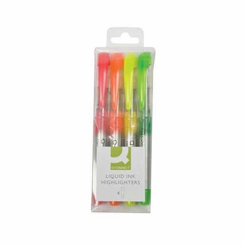 Q-Connect Liquid Ink Highlighter Assorted (Pack of 4)