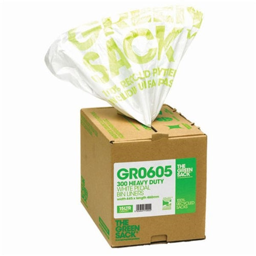 The Green Sack Pedal Bin Liner in Dispenser White (Pack of 300)