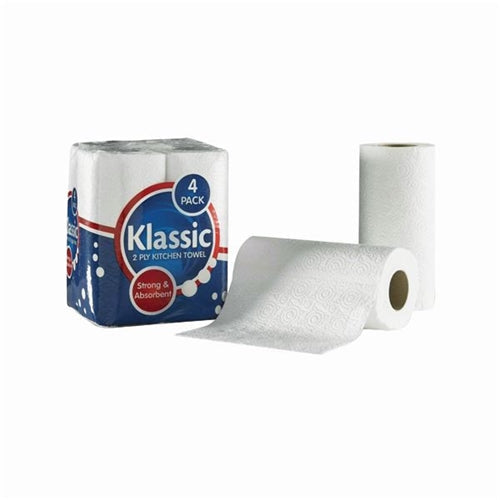 Klassic 4 pack 2-Ply Kitchen Rolls White (Pack of 6)