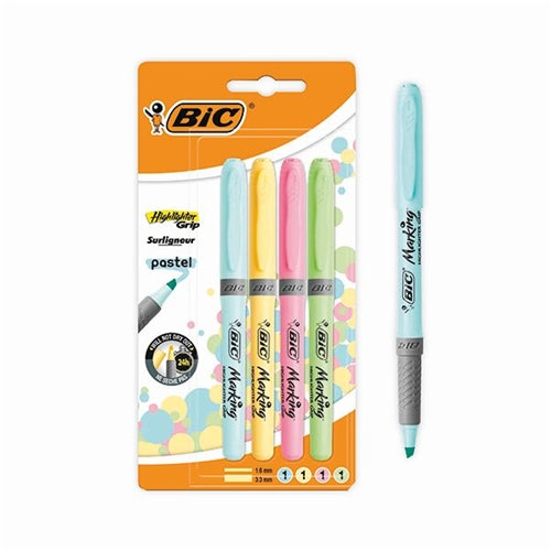 Bic Highlighter Grip Assorted Pastel (Pack of 4)