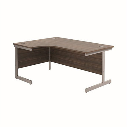 Jemini Radial Left Hand Cantilever Desk 1600x1200x730mm Dark WalnutSilver