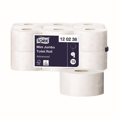 Tork T2 Mini Jumbo Toilet Roll 2-Ply (Pack of 12)