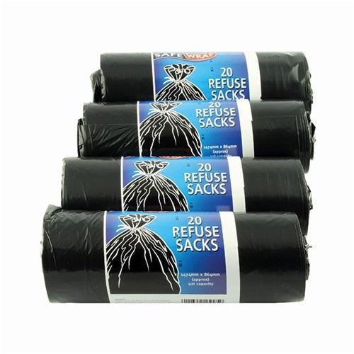 Safewrap Refuse Sack 92 Litre Black (Pack of 80)