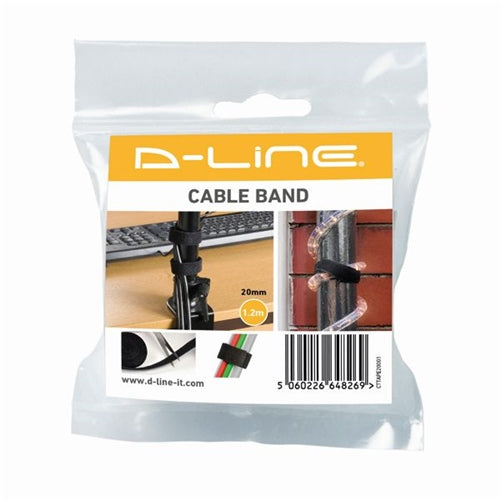 DLine Cable Tidy Band Reusable Hook and Loop Black