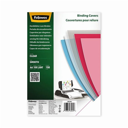 Fellowes Binding Covers A4 150 Micron Clear PET (Pack of 100)