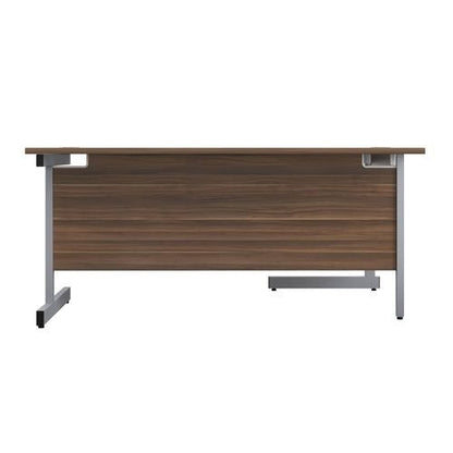 Jemini Radial Left Hand Cantilever Desk 1600x1200x730mm Dark WalnutSilver