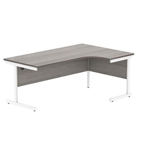 Astin Radial Right Hand Single Upright Desk 1800x1200x730mm Grey OakWhite