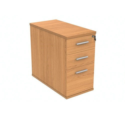 Polaris 3 Drawer Desk High Pedestal 404x800x730mm Norwegian Beech