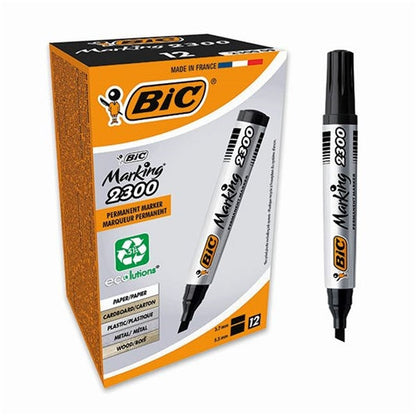 Bic 2300 Permanent Marker Chisel Tip Black (Pack of 12)