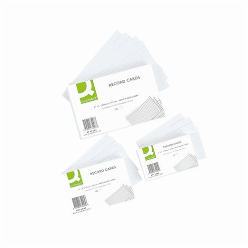 Q-Connect Record Card 203x127mm Ruled Feint White (Pack of 100)