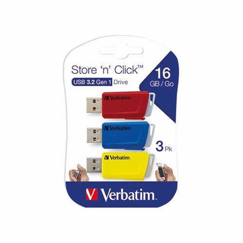 Verbatim Store and Click USB 3.2 16GB (Pack of 3)