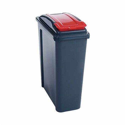 VFM Recycling Bin With Lid 25 Litre Red