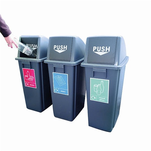 VFM Slim Recycling Bins with Range of Stickers (Set of 3)